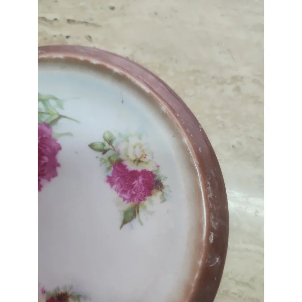 Antique  Floral Porcelain Trivet 6
